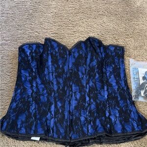 Blue and Black Lace Corset